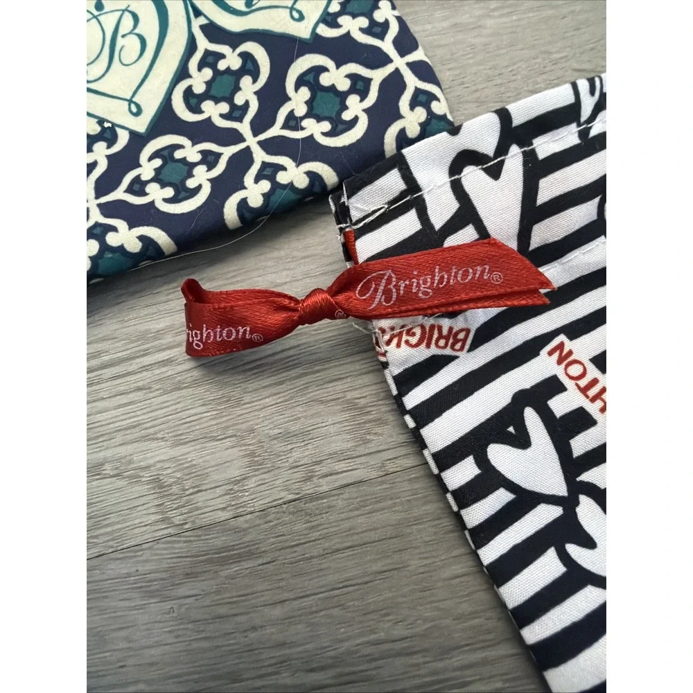 Set Of 2 Brighton Jewelry‎ Fabric Cloth Drawstring Pouches Gift Dust Bags EMPTY